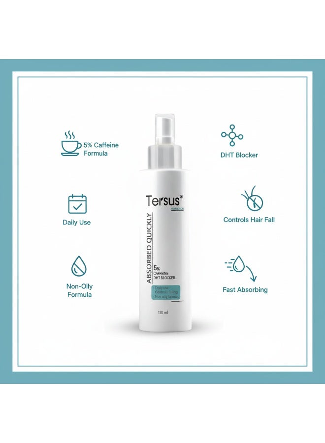 Tersus Hair Growth & Anti-Hair Fall Lotion with 5% Caffeine, Keratin & Herbal DHT Blockers - Fast Absorbing Non-Oily Scalp Treatment for Men & Women - 120ml - Image 2