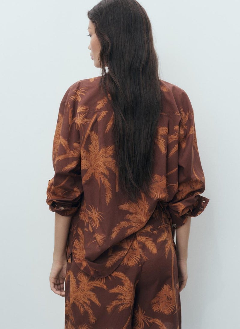 MANGO Palm Tree Print Cotton Shirt  - Image 2
