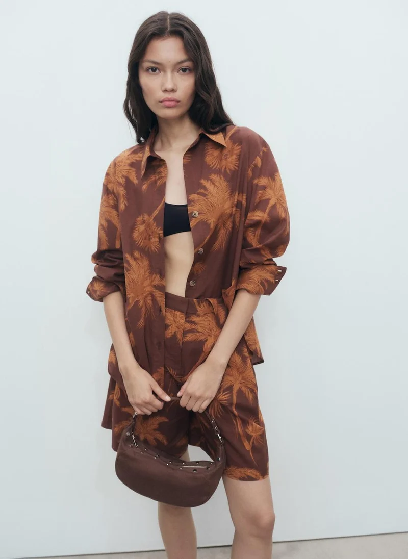 مانجو Palm Tree Print Cotton Shirt