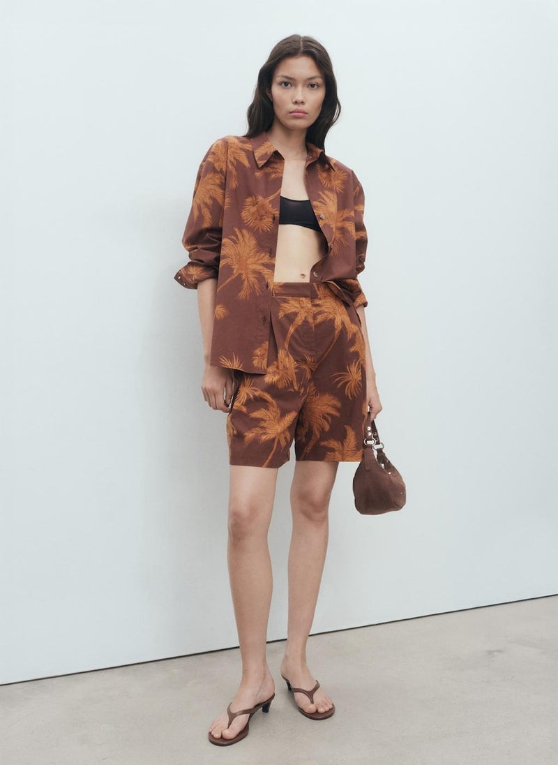 MANGO Palm Tree Print Cotton Shirt  - Image 4