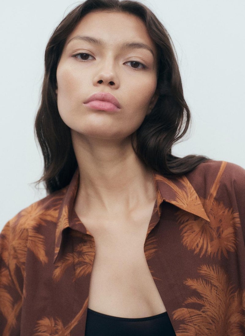 MANGO Palm Tree Print Cotton Shirt  - Image 3