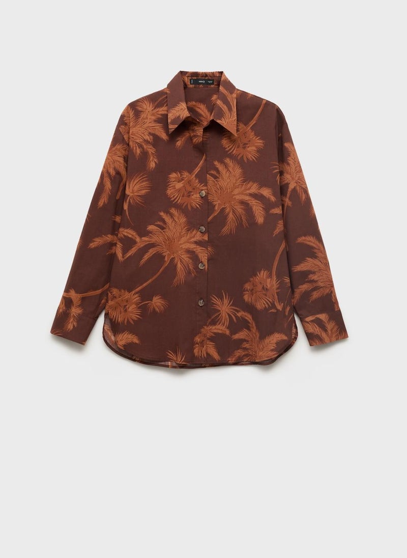 MANGO Palm Tree Print Cotton Shirt  - Image 5