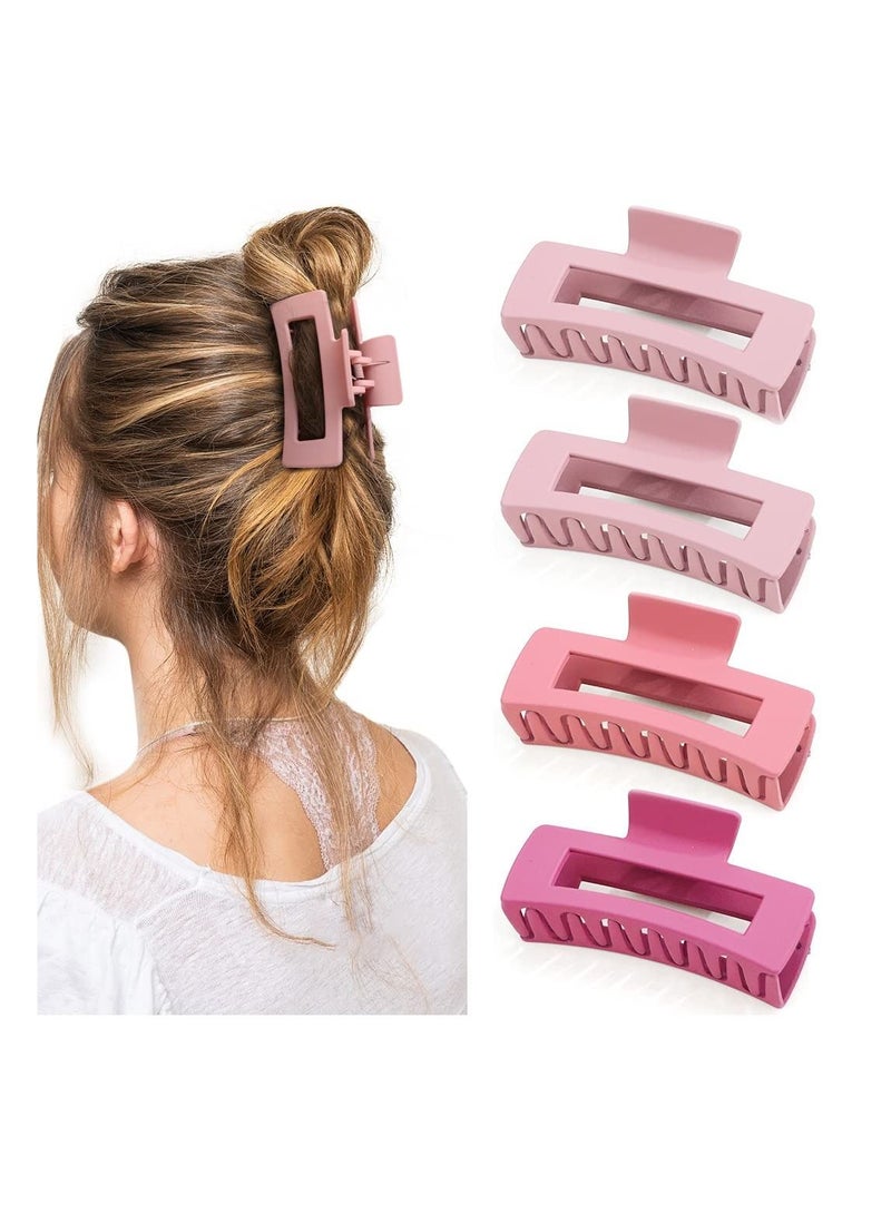 ORiTi مشابك مخلب الشعر 4 قطع، مشابك شعر للشعر السميك، مشابك فك مستطيلة من الأكريليك، مشابك شعر كبيرة هدايا للنساء والفتيات - Image 1