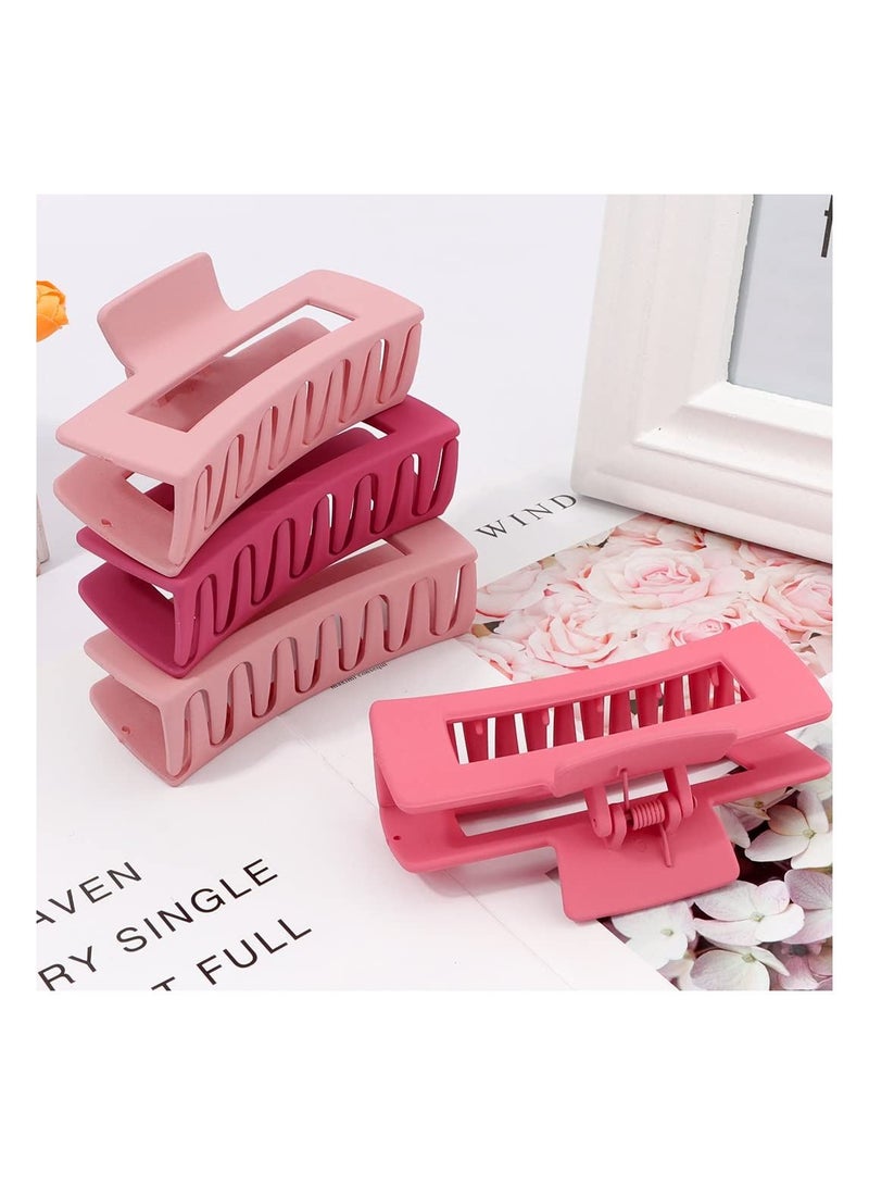 ORiTi مشابك مخلب الشعر 4 قطع، مشابك شعر للشعر السميك، مشابك فك مستطيلة من الأكريليك، مشابك شعر كبيرة هدايا للنساء والفتيات - Image 3