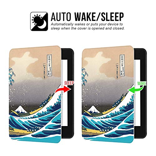 MOCA Compatible Smart Flip Cover case for 2018 All Kindle Paperwhite 10 10th th Generation 2018 Release Flip Cover case (The Great Wave) - Image 3
