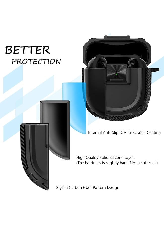 X spring Earbuds Case Cover Protective Cover For Bose Quietcomfort Earbuds Ii Case Protection With Hook Portable Scratch And Shock Proof Wireless Earbuds Cover With Safety Lock Button Design Black  - Image 2
