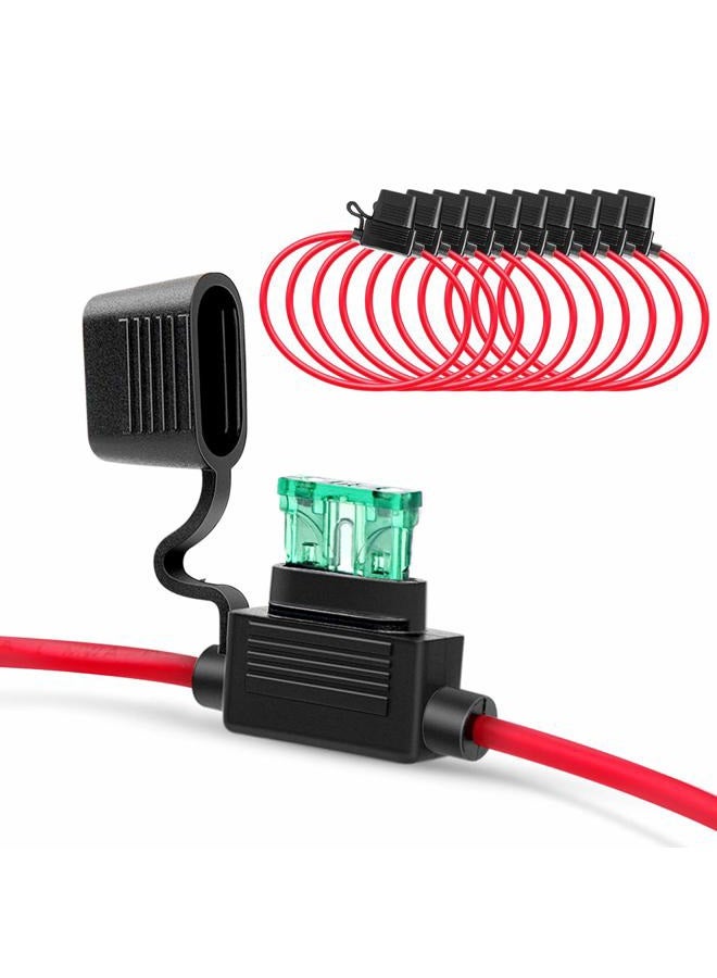 Nilight 10 Pack NI-FH01 Inline Holder 14AWG Wiring Harness ATC/ATO 30AMP Blade Automotive Fuse Holder-10, 2 Years Warranty - Image 1