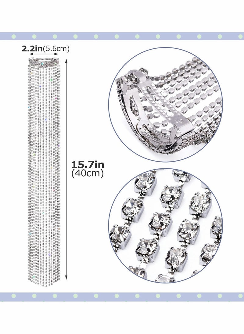 Excefore Rhinestones Long Chain Tassel Hairwear, Braid Hair Shiny Hairpin for Women Girls Jewelry Ponytail Holder, Chains Length 15.7inch / 40cm (Silver) - Image 5