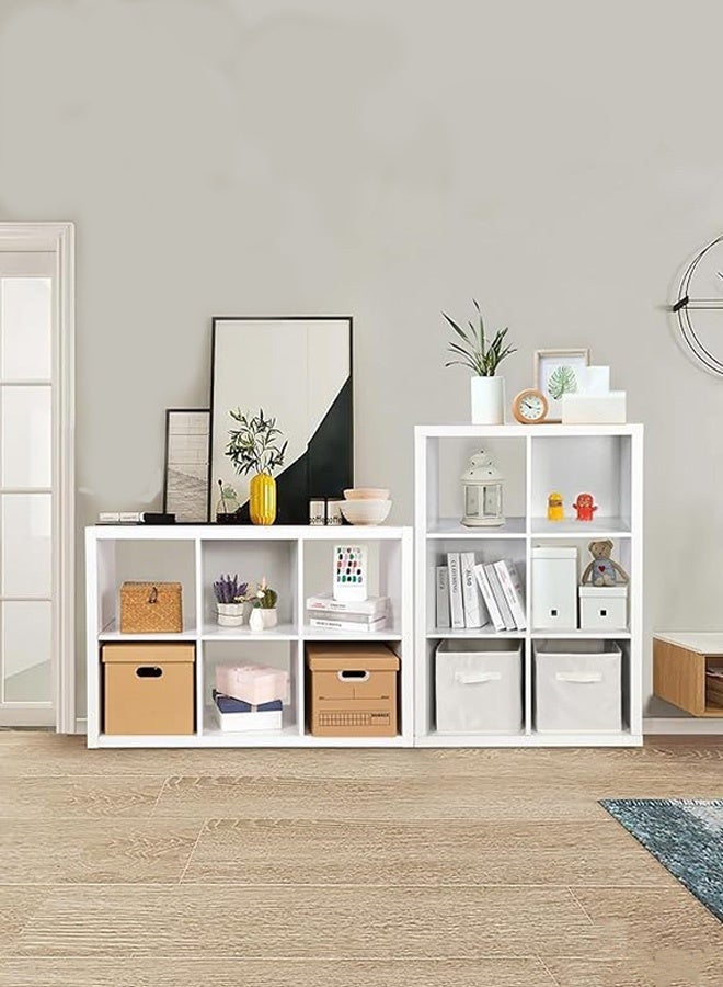 Bookshelf with Back Panel, 2-Tier 8-Compartment Large Capacity Freestanding White Wooden Bookcase with Deepened Side Panels, Floor Standing Storage Cabinet, Multi-Cube Organizer Display Shelf for Home Office - Image 5