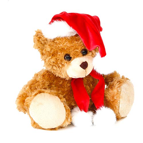 Plushland Adorable Soft and Hairy Santa Teddy Bear Stuffed Animal Holiday Toys Christmas Accessories A Perfect Toy Gift for Kids 6 Inches Xmas Mocha Bear - Image 4