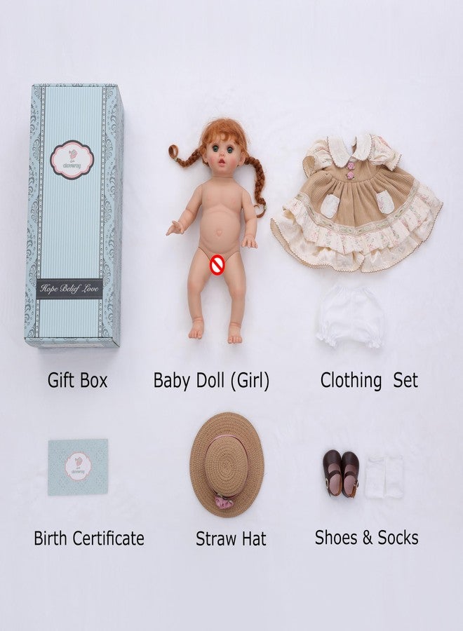 Cloveray Reborn Baby Dolls – 18 Inch Realistic Reborn Toddler Doll Country-Inspired Girl with Braided Hair, Straw Hat & Floral Layered Dress, Gifts for 3+ Year Old Girls, Collectors - Image 4