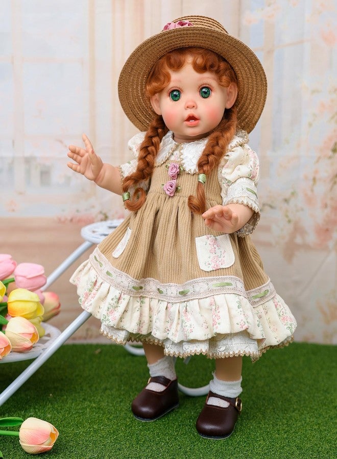 Cloveray Reborn Baby Dolls – 18 Inch Realistic Reborn Toddler Doll Country-Inspired Girl with Braided Hair, Straw Hat & Floral Layered Dress, Gifts for 3+ Year Old Girls, Collectors - Image 3