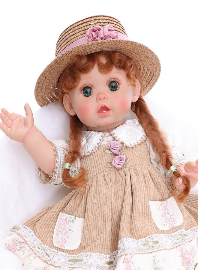 Cloveray Reborn Baby Dolls – 18 Inch Realistic Reborn Toddler Doll Country-Inspired Girl with Braided Hair, Straw Hat & Floral Layered Dress, Gifts for 3+ Year Old Girls, Collectors - Image 5