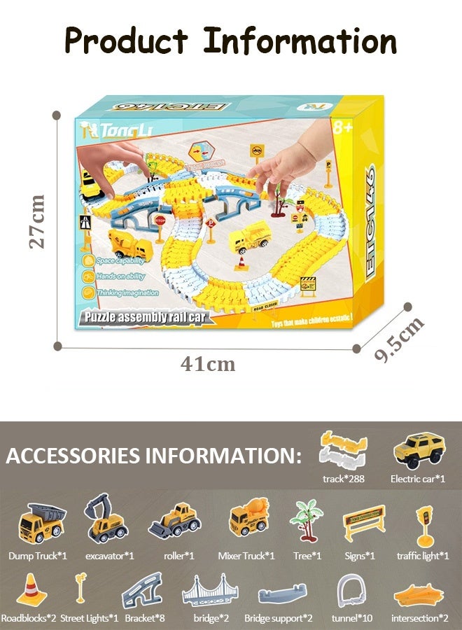 Track Toys Set, Educational DIY Assembled Boy Toys, Rail Car Engineering Toy Car Set - Image 2