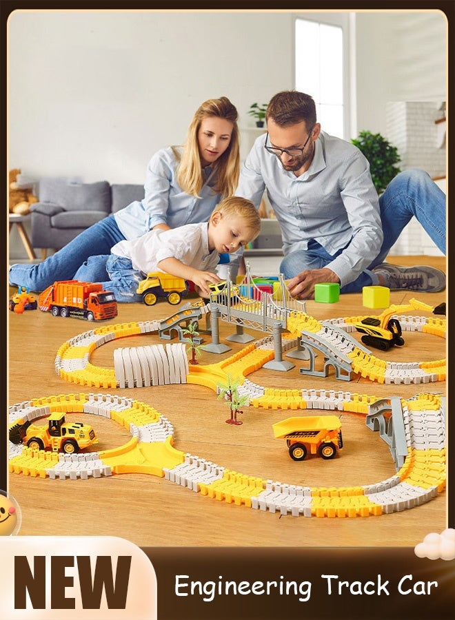 Track Toys Set, Educational DIY Assembled Boy Toys, Rail Car Engineering Toy Car Set - Image 1