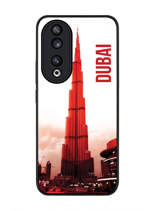 Stylizedd Rugged Black edge case for Honor 90 5G, Slim fit Soft Case Flexible Rubber Edges Anti Drop TPU Gel Thin Cover -  Dubai - The Burj - Image 1
