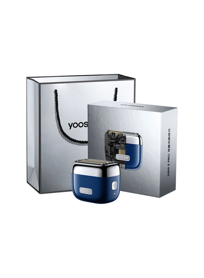 Yoose Mini 5 Pro Portable Rotary 5-blade Alloy Electric Shaver Mini Men's Razor Midnight Blue New Year Birthday Gift For Boyfriend Husband Beard Trimmer