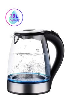 ماركة غير محددة غلاية كهربائية 1.8 لتر LED، غلاية كهربائية زجاجية من الفولاذ المقاوم للصدأ، إيقاف تلقائي، غلاية كهربائية محمولة مضادة للساخنة، غلاية منزلية  - Image 1