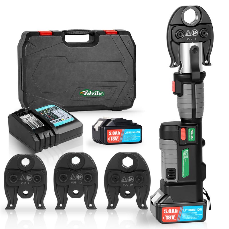UTZIKO 18V Electric Pipe Crimping Tool for 12 34 1 Pipes Brushless Motor Pro Press Tool with 360 Rotation 3 Jaws for Stainless Steel Copper Automatic Crimper for Plumbers