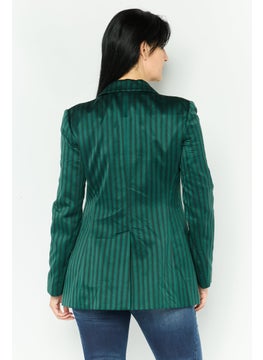 EMPORIO ARMANI Women Regular Fit Abstract Blazer, Green/Black  - Image 4
