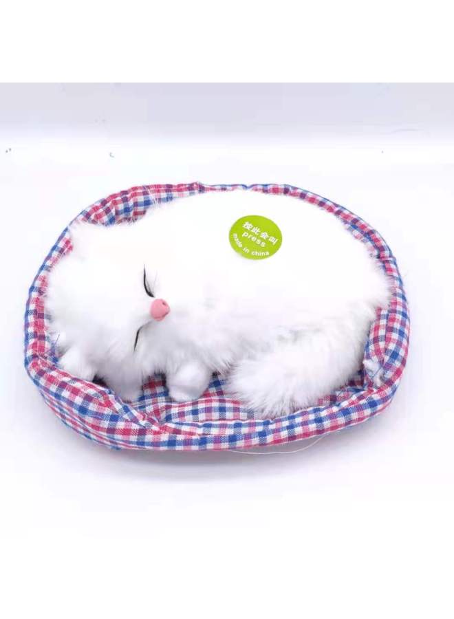 Scenic Spot Simulation Cloth Mat Voice Control Sleeping Cat Will Meow Simulation Cat Cloth Mat Cat Cloth Nest Simulation Cat-Color:Orange Striped Cloth Nest Sleeping Cat (can Bark)-Dimensions:Long 13-14cm Wide 10cm High 7-8cm
