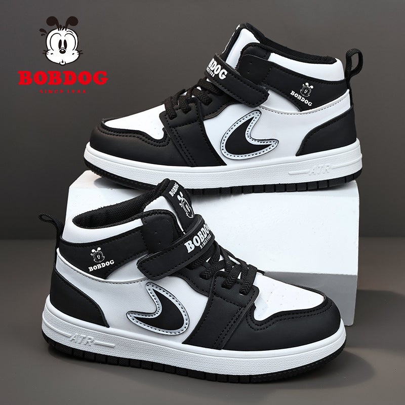 Babudou Boys' Shoes High-Top Sports Sneakers Boys' Trendy Fleece-Lined Warm Cotton Shoes - Image 3