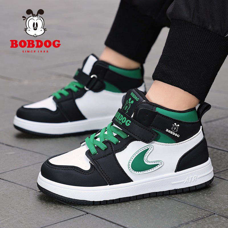 Babudou Boys' Shoes High-Top Sports Sneakers Boys' Trendy Fleece-Lined Warm Cotton Shoes - Image 2