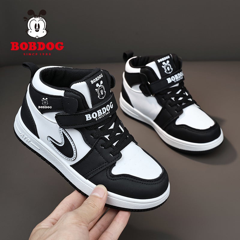 Babudou Boys' Shoes High-Top Sports Sneakers Boys' Trendy Fleece-Lined Warm Cotton Shoes - Image 4
