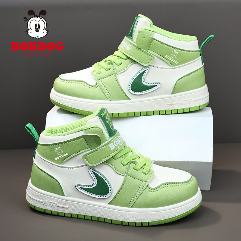 Babudou Boys' Shoes High-Top Sports Sneakers Boys' Trendy Fleece-Lined Warm Cotton Shoes - Image 1