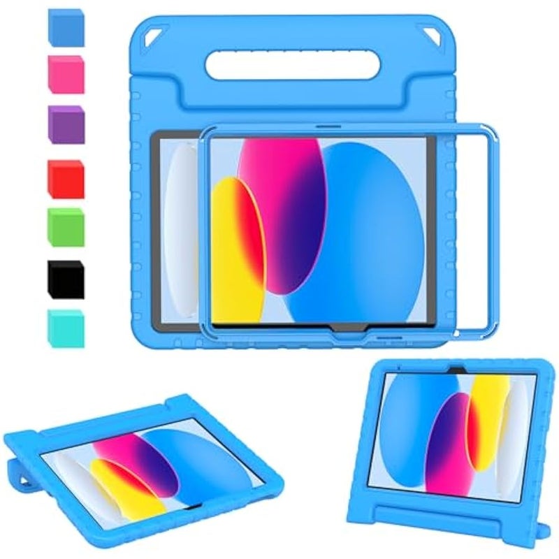 Kids Case for New iPad (A16) 11th Generation 11 Inch 2025, iPad 10th Generation 10.9 2022 with Built-in Screen Protector Durable Shockproof Lightweight Handle Cover for i Pad 11/10, Light Blue - Image 1