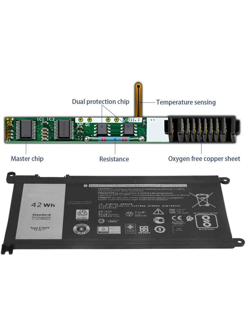 Terabyte 51KD7 P28T001 Y07HK FY8XM 0FY8XM Laptop Battery Replacement for Dell Chromebook 11 3100 3180 3189 5190 3181 2-in-1 Series (11.4V 42Wh) - Image 3