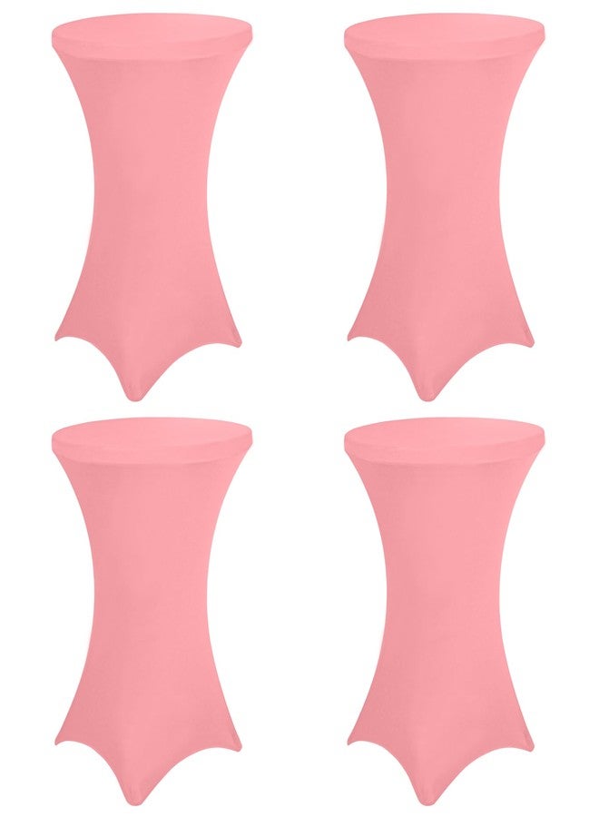 Fivenl 4 Pack 32x43 Inch Cocktail Table Cover Spandex Stretch Square Corners Tablecloth, Dusty Rose Cocktail Table Cloth Fitted High Top Table for Bar, Weddings, Birthday, Banquet, Party (Dusty Rose) - Image 1