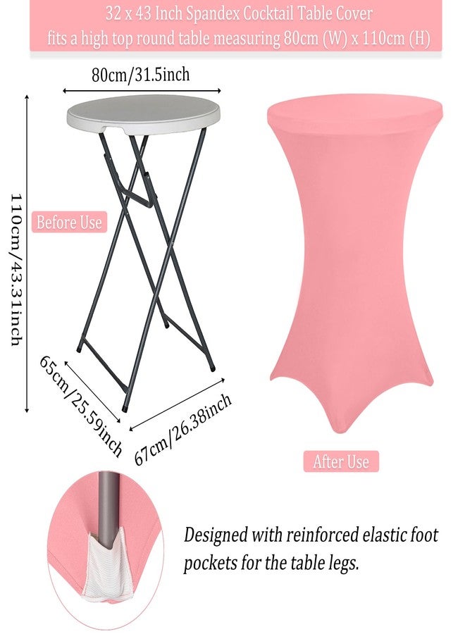 Fivenl 4 Pack 32x43 Inch Cocktail Table Cover Spandex Stretch Square Corners Tablecloth, Dusty Rose Cocktail Table Cloth Fitted High Top Table for Bar, Weddings, Birthday, Banquet, Party (Dusty Rose) - Image 2