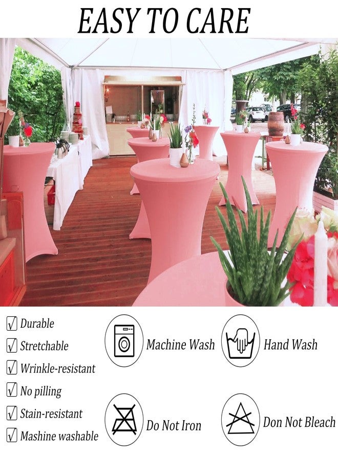 Fivenl 4 Pack 32x43 Inch Cocktail Table Cover Spandex Stretch Square Corners Tablecloth, Dusty Rose Cocktail Table Cloth Fitted High Top Table for Bar, Weddings, Birthday, Banquet, Party (Dusty Rose) - Image 5