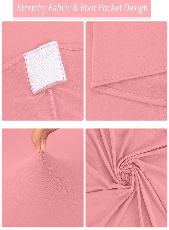 Fivenl 4 Pack 32x43 Inch Cocktail Table Cover Spandex Stretch Square Corners Tablecloth, Dusty Rose Cocktail Table Cloth Fitted High Top Table for Bar, Weddings, Birthday, Banquet, Party (Dusty Rose) - Image 3