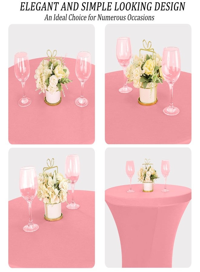 Fivenl 4 Pack 32x43 Inch Cocktail Table Cover Spandex Stretch Square Corners Tablecloth, Dusty Rose Cocktail Table Cloth Fitted High Top Table for Bar, Weddings, Birthday, Banquet, Party (Dusty Rose) - Image 4