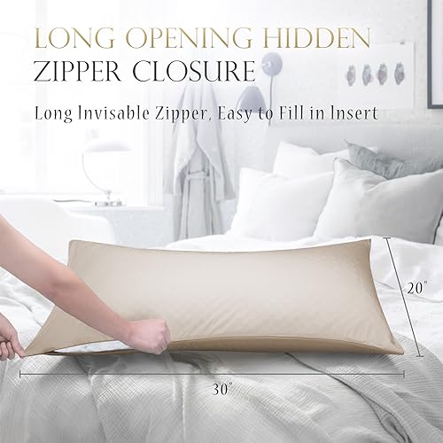 ELIBABA Cooling Curved Pillow Cases - Rayon Derived from Bamboo Side Sleeper Pillowcase Cover - Breathable Cool Silky Soft Pillowcase for Hot Sleepers Hair and Skin, Queen Size 1 Piece, 20 * 30 Inches Taupe - Image 5