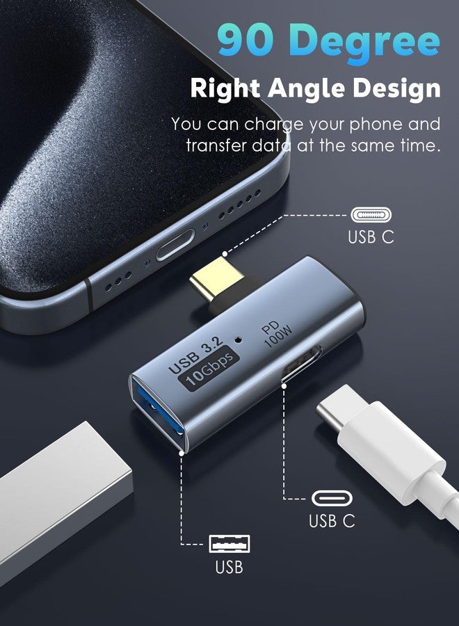 MoKo 2 in 1 USB C to USB 3.2 Adapter with Type-C Charging Port, USB C Male to USB Female Adapter OTG Converter for ROG Ally, Steam Deck, Quest 2, iPhone 15 Series, iPad, MacBook Type C Devices, Gray - Image 2