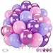 Froova Pink and Purple Balloons 60 PCS 12 Inch Metallic Purple and Pink Latex Balloons for Girls Princess Birthday Baby Shower Wedding Party Decorations - Image 2