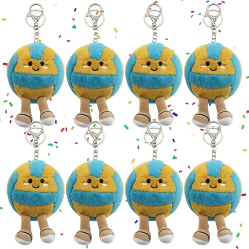Timisea 8 Pcs Cute Volleyball Stuff Soft Sports Plush Keychain GiftVolleyball Toys Gifts Soft Sports Balls for Kids Birthday and Volleyball Party Favors Mom Birthday Gifts - Image 1