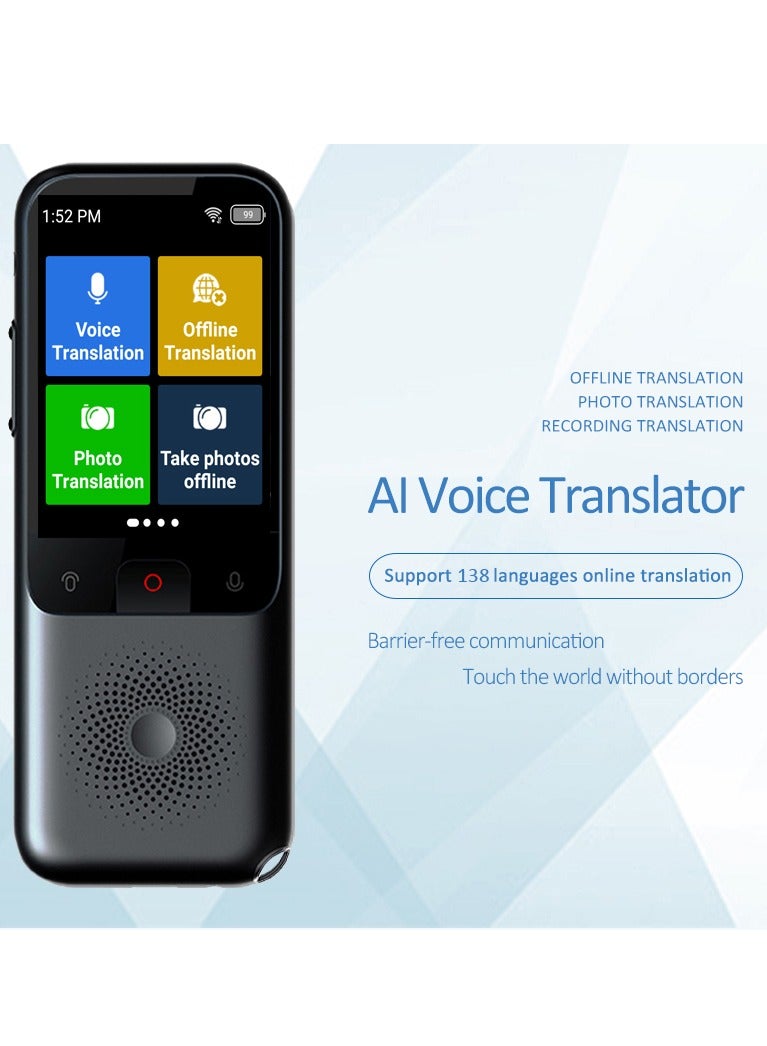 T11 AI Professional Translator - Voice, Text, and Photo, with 138 Online and 17 Offline Languages including Arabic. Integrated with ChatGPT for seamless communication. High-definition screen, perfec - Image 1