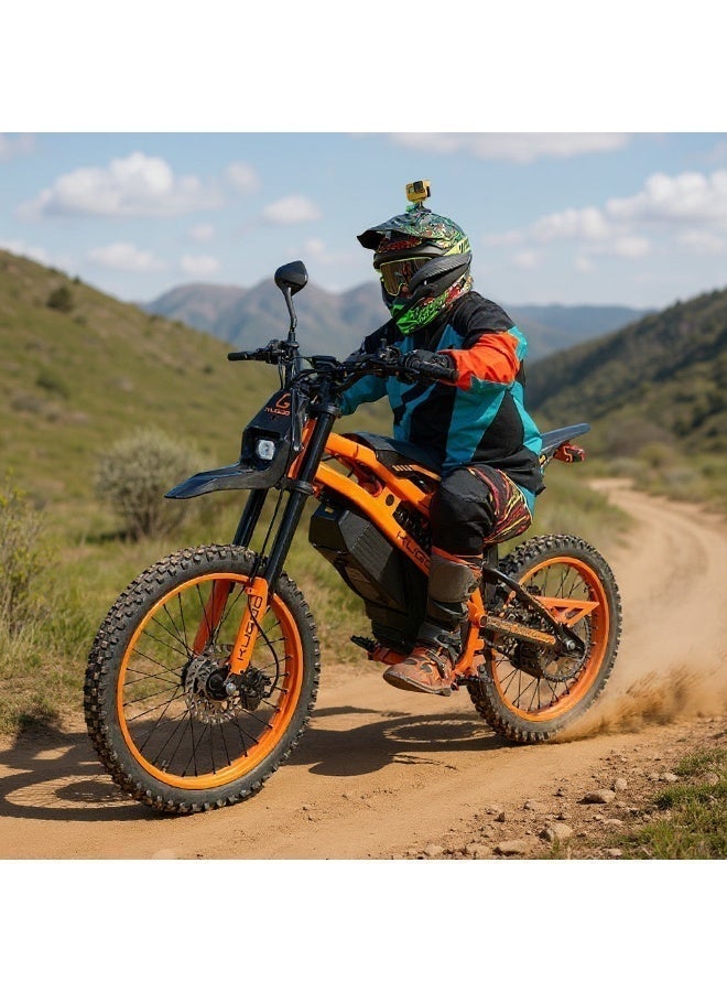 Kugoo Wish 02 Pro Electric Dirt Bike 2500W Powerful Motor, 70KM/H Max Speed 60KM Range Heavy Duty Frame Off Road Tires, Black Orange - Image 2