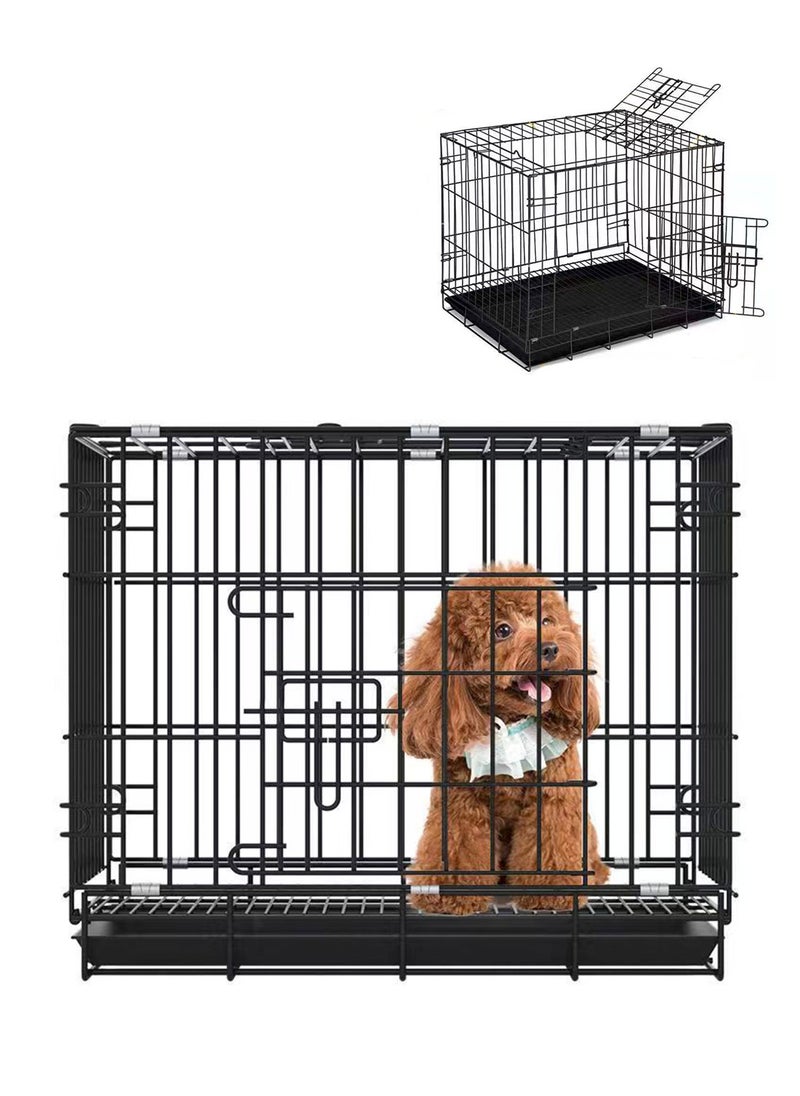 Kidle - Foldable Dog Cage Cat Cage Thickened Pet Iron Cage Suitable For Small And Medium Dogs With Toilet Cat Villa Cat Bed Dog Bed 71*51*61cm - Image 1
