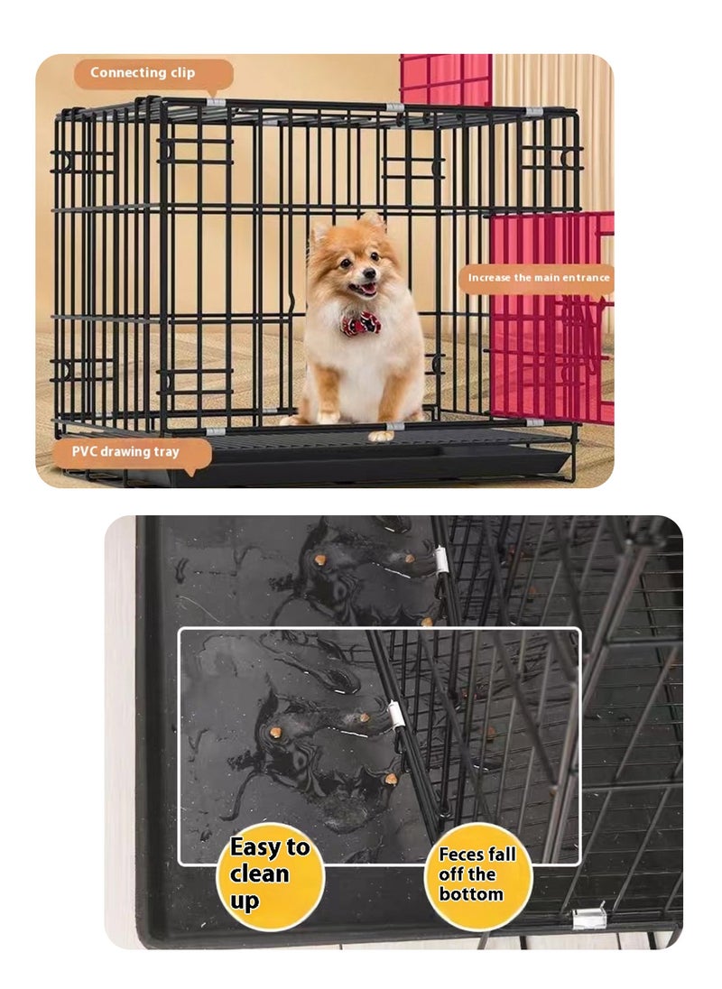 Kidle - Foldable Dog Cage Cat Cage Thickened Pet Iron Cage Suitable For Small And Medium Dogs With Toilet Cat Villa Cat Bed Dog Bed 71*51*61cm - Image 1