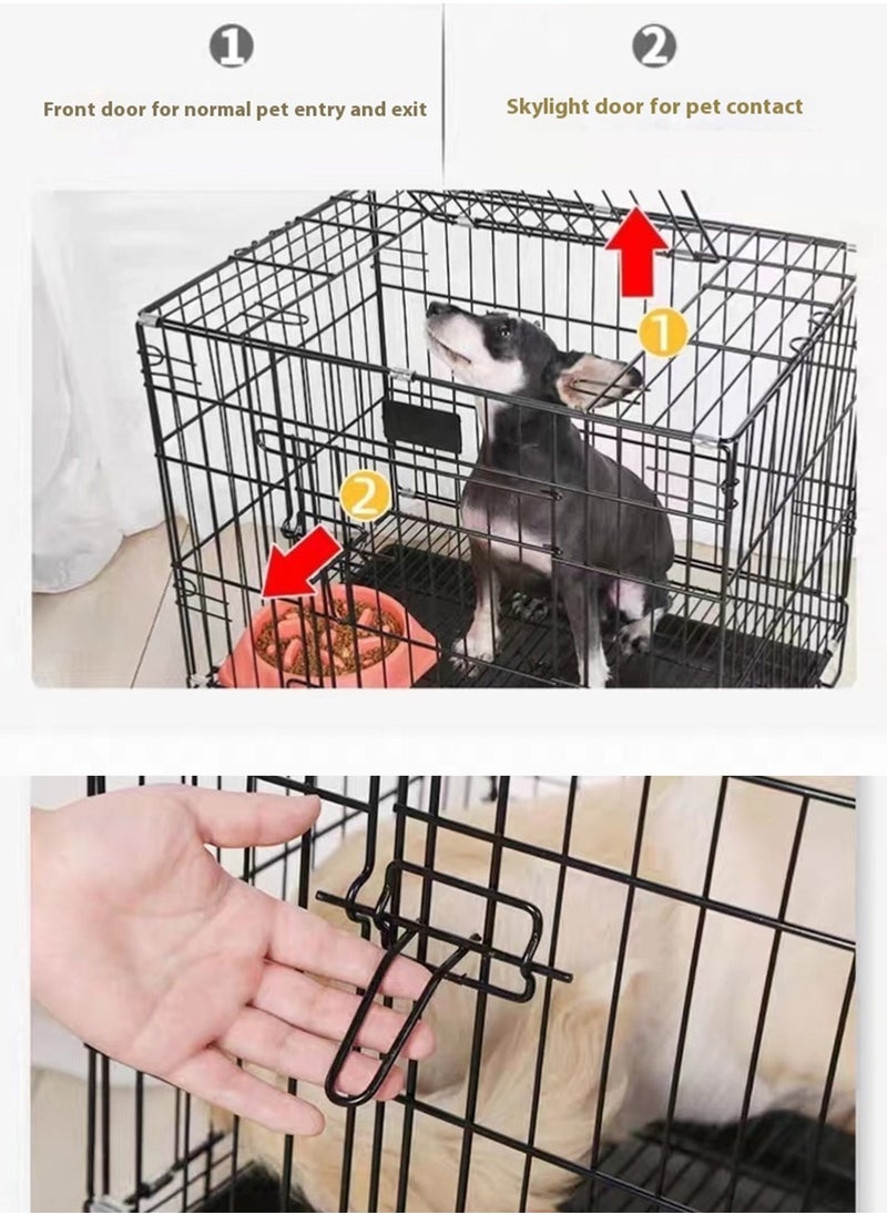 Kidle - Foldable Dog Cage Cat Cage Thickened Pet Iron Cage Suitable For Small And Medium Dogs With Toilet Cat Villa Cat Bed Dog Bed 71*51*61cm - Image 1