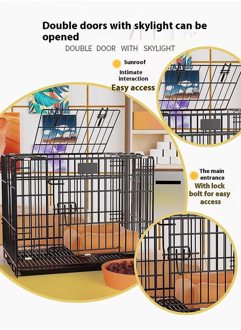 Kidle - Foldable Dog Cage Cat Cage Thickened Pet Iron Cage Suitable For Small And Medium Dogs With Toilet Cat Villa Cat Bed Dog Bed 71*51*61cm - Image 1