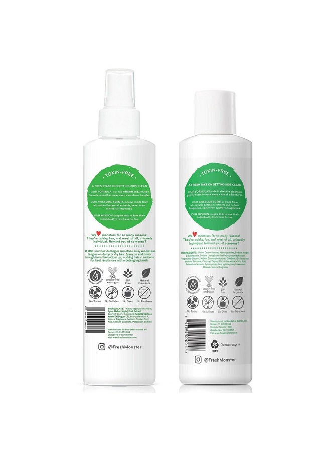 Fresh Monster Kids Hair Detangler Spray & 2In1 Shampoo & Conditioner Combo Toxinfree Hypoallergenic & Natural Coconut (8.5 Oz Detangler & 8.5 Oz 2In1 Shampoo & Conditioner)  - Image 3