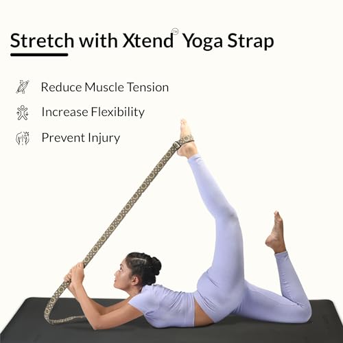 Core Asana Yoga Straps Pilates Belts | Hand Stitched Exercise Belt for Yoga Pilates Stretching Flexibility and Fitness | Premium Cotton Handstitched Xtend Yoga Strap (Ivory) - Image 2