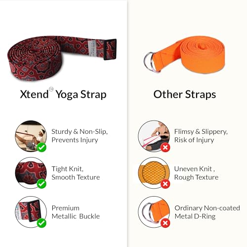 Core Asana Yoga Straps Pilates Belts | Hand Stitched Exercise Belt for Yoga Pilates Stretching Flexibility and Fitness | Premium Cotton Handstitched Xtend Yoga Strap (Ivory) - Image 4