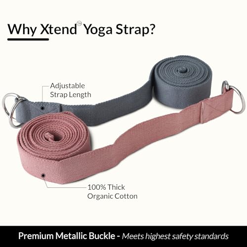Core Asana Yoga Straps Pilates Belts | Hand Stitched Exercise Belt for Yoga Pilates Stretching Flexibility and Fitness | Premium Cotton Handstitched Xtend Yoga Strap (Ivory) - Image 3
